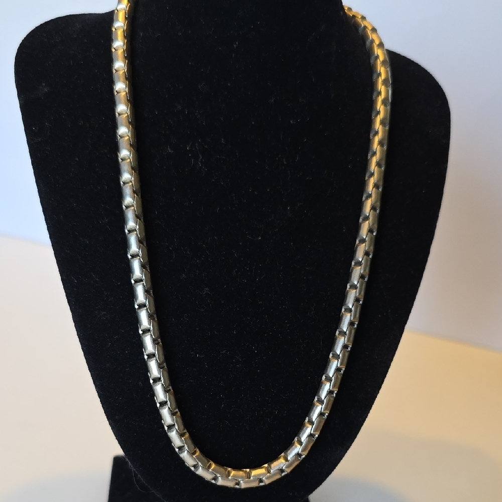 Vintage Silvertone Round Snake Link Heavy Chain 17 Inches